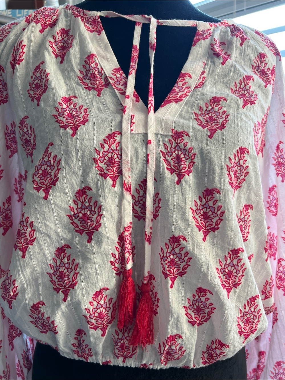 Roller Rabbit x Target Bouquet Boho Tie-Neck Top Pink White Small